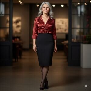 JS Boutique Women's Collared Taffeta Stretch Ruched Front Long Sleeves Blouse XS